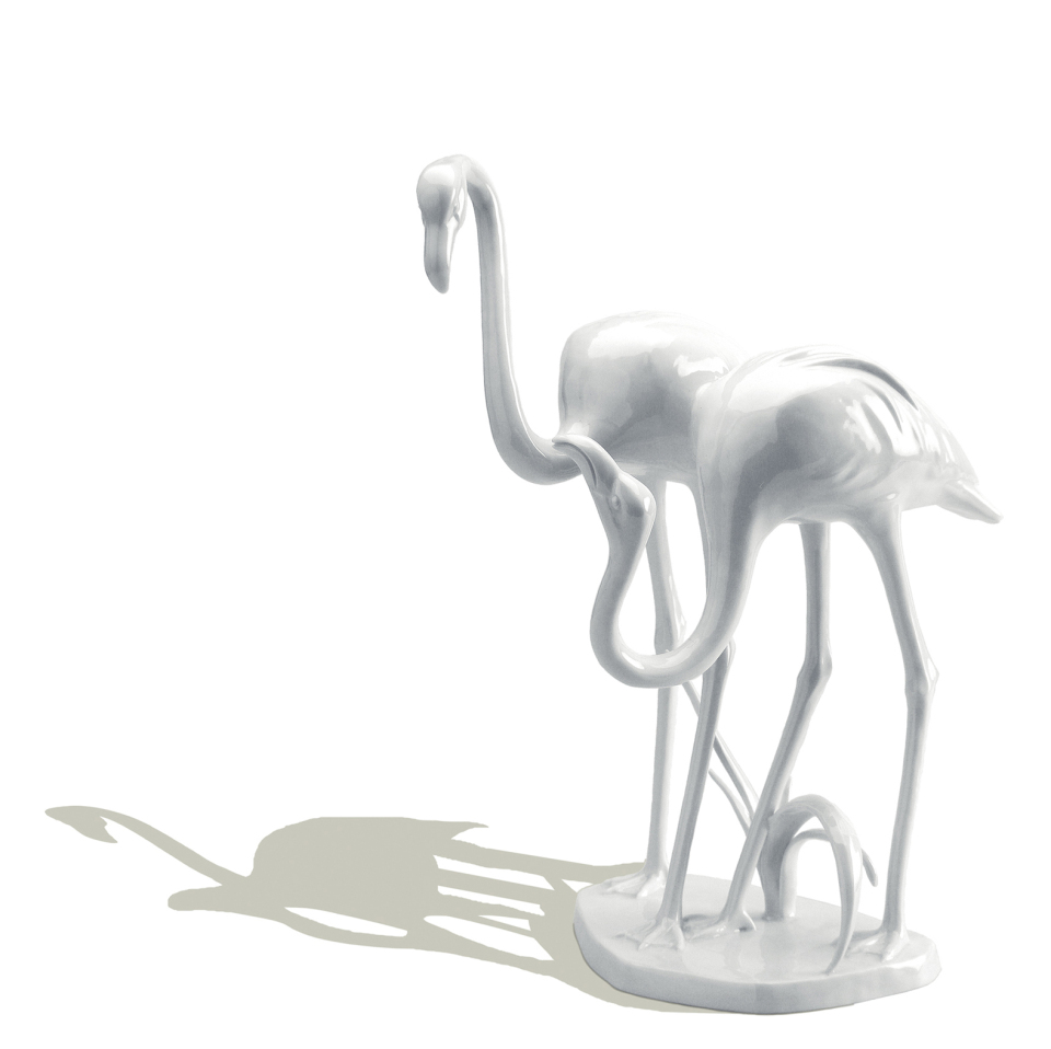 Meissen Figur Flamingogruppe, weiß